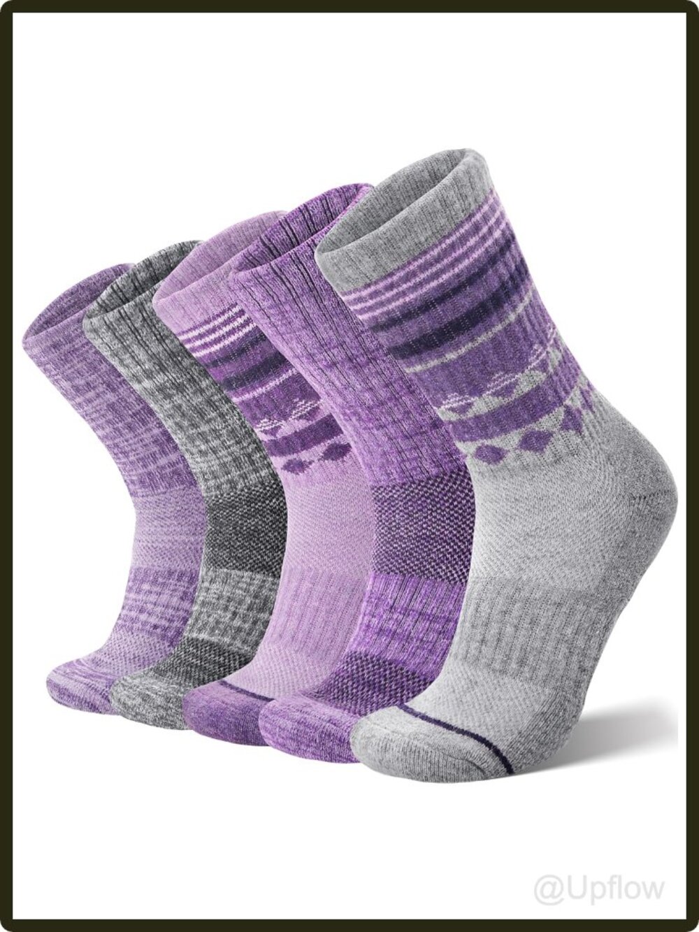 Merino Wool Hiking Socks Men's Crew Compression Moisture Wicking 5 Pack Outdoors